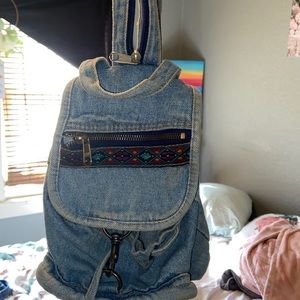 90s Denim small backpack bag